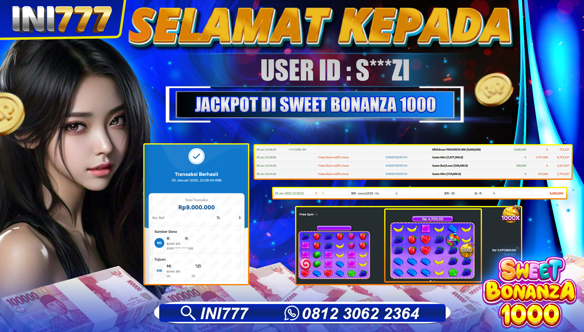 INI777 di Game Slot Sweet Bonanza 1000 RP.9.000.000 LUNAS