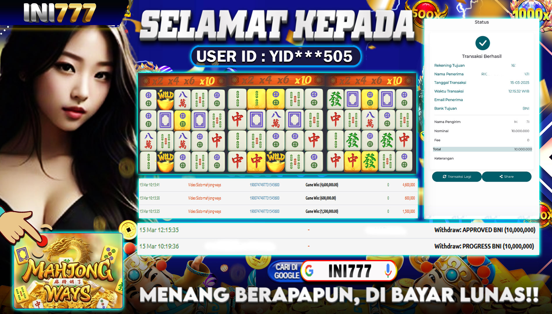 INI777 di Game Mahjong Ways RP.10.000.000 LUNAS