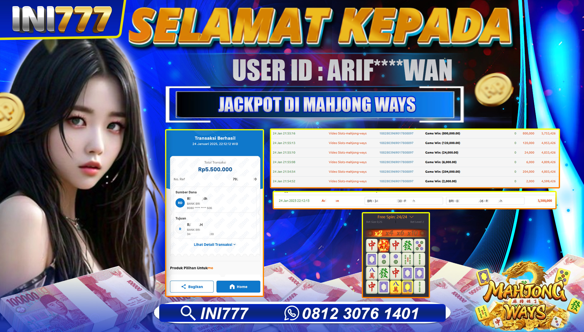 INI777 di Game Slot Mahjong Ways RP.5.500.000 LUNAS