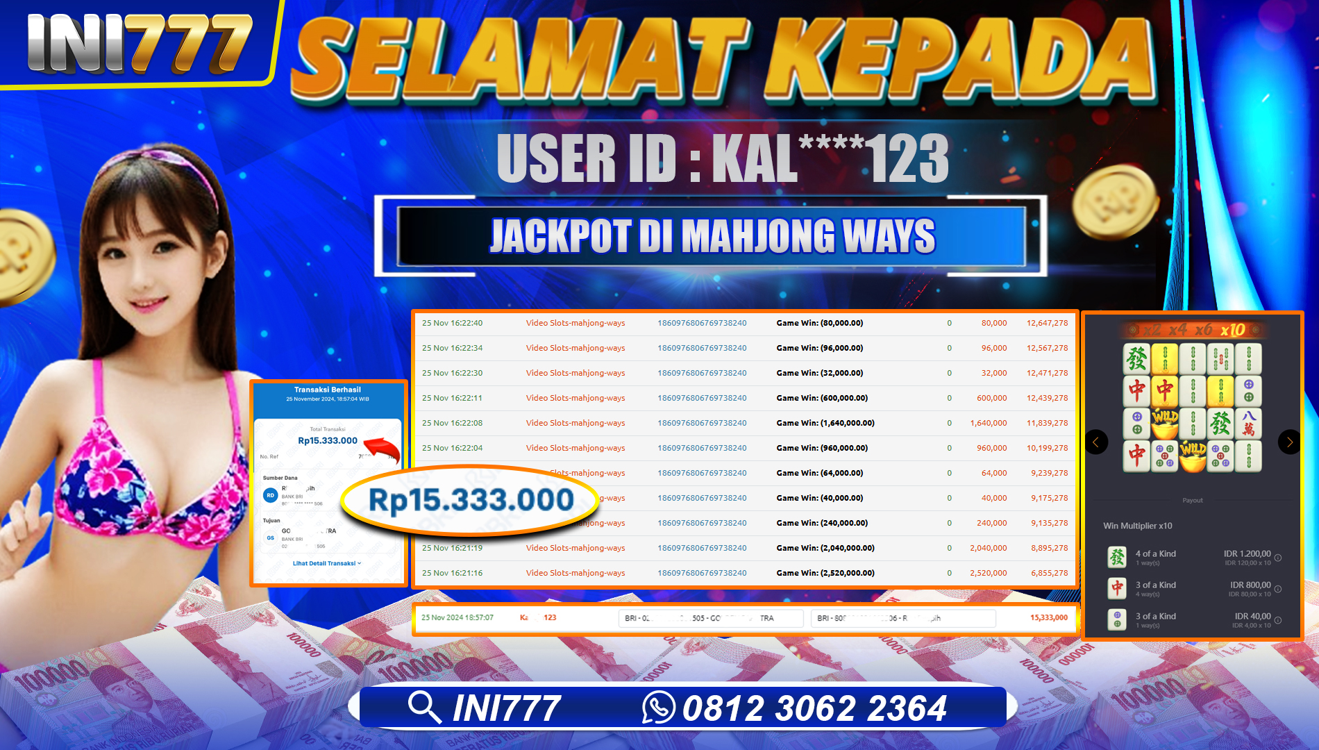 INI777 di Mahjong Ways RP.15.333.000 LUNAS