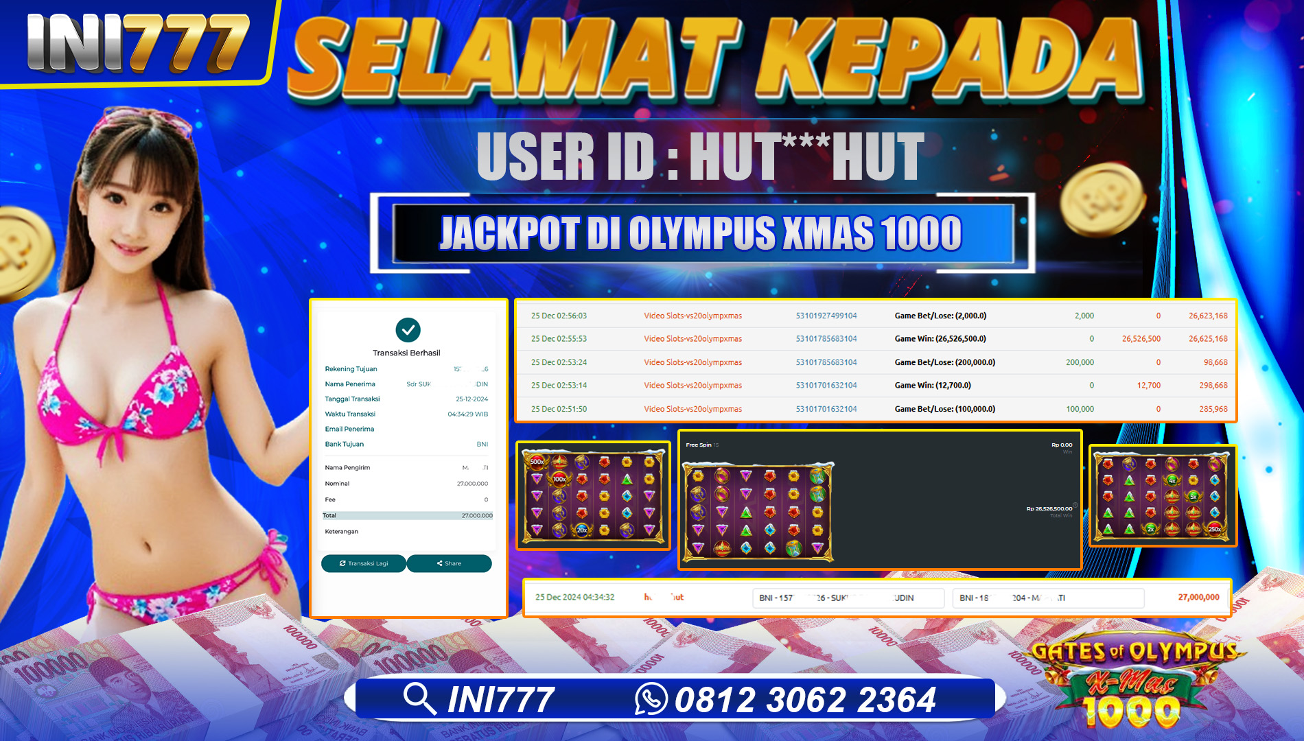 INI777 di Game Slot Olympus Xmas 1000 RP.27.000.000 LUNAS