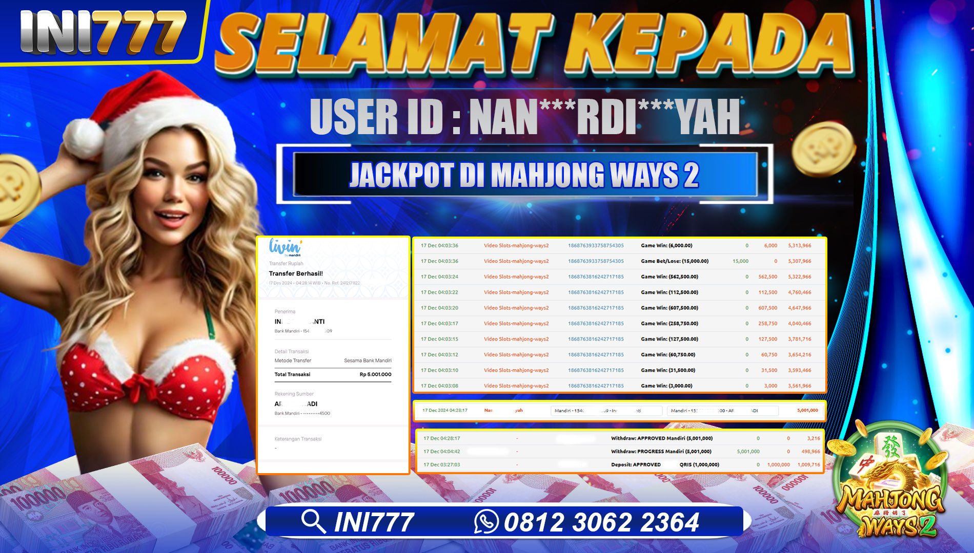 INI777 di Game Slot Mahjong Ways 2 RP.5.001.000 LUNAS