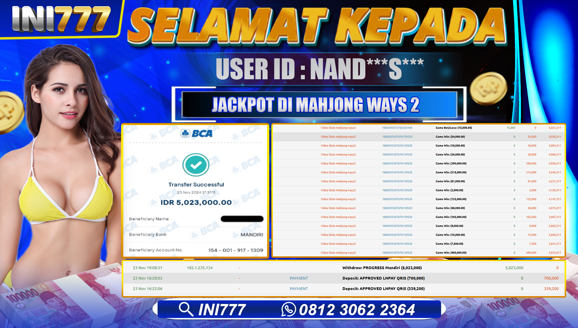 INI777 di MAHJONG WAYS 2 RP.5.023.000 LUNAS