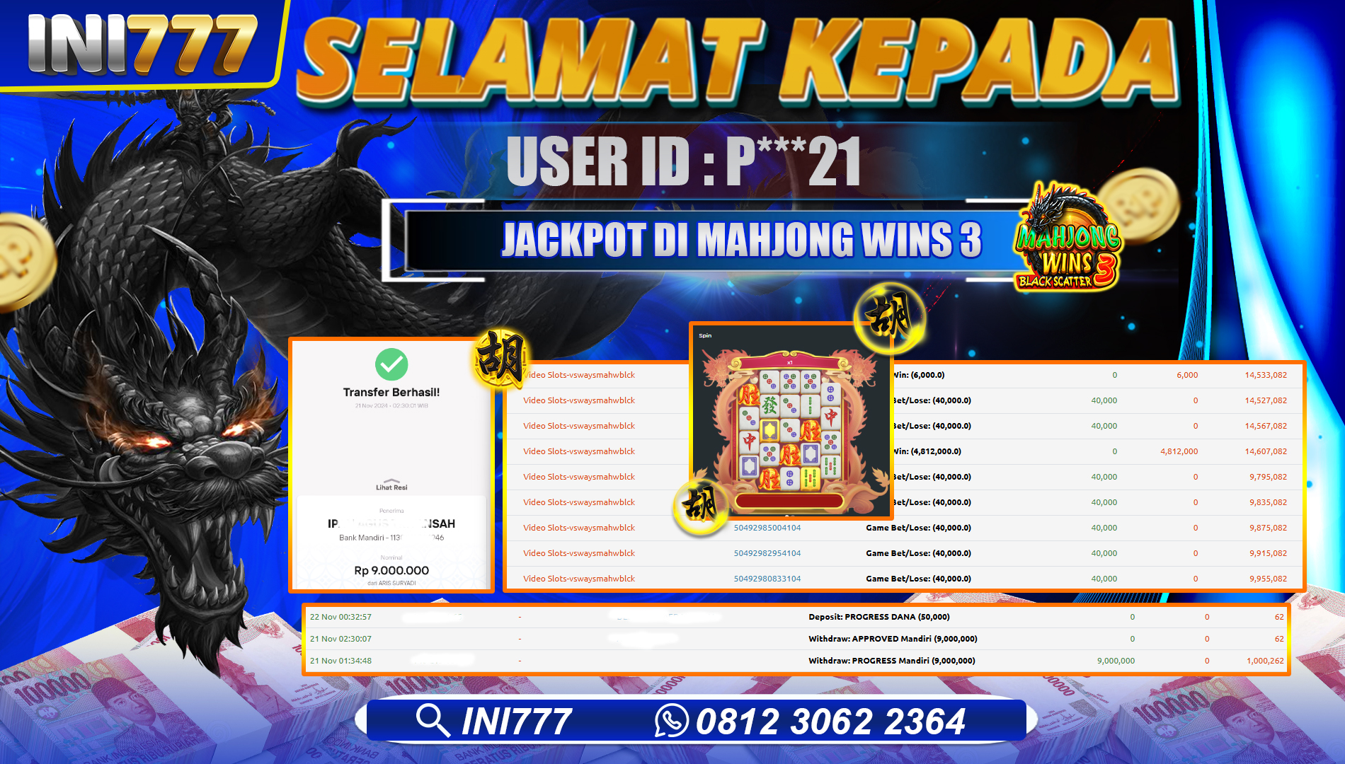 INI777 di Mahjong Wins 3 - Black Scatter RP.9.000.000 LUNAS